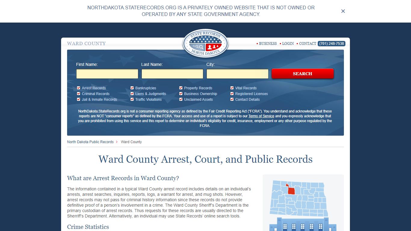 Ward County Arrest, Court, and Public Records